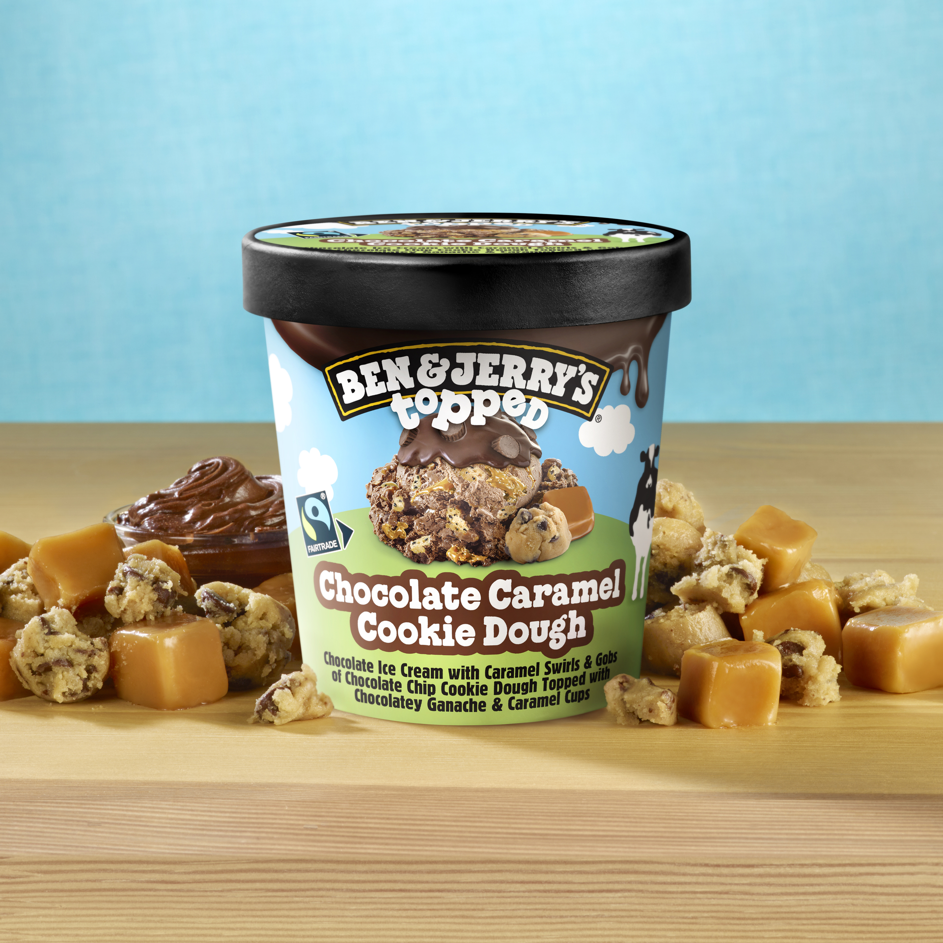 Chocolate Caramel Cookie Dough Topped Pint