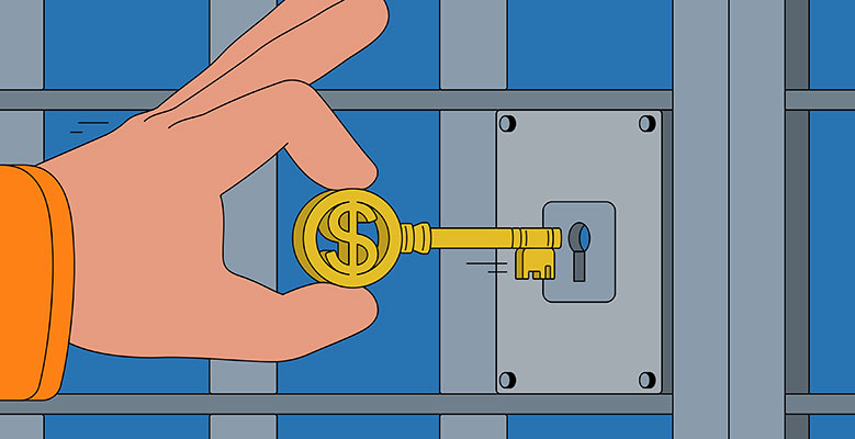 Inmate putting key in lock