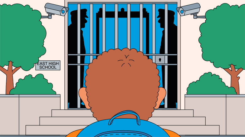 Man in front of jail door