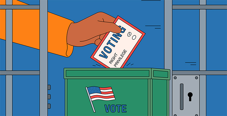 Inmate putting ballot in box