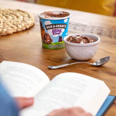 Pint of Half Baked with a bowl full and an open book