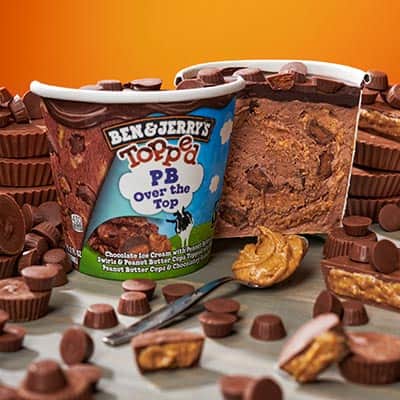 Pint of Ben & Jerry's PB Over The Top Topped ice cream
