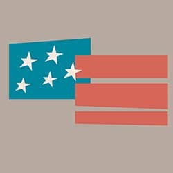 Stylized illustration reminiscent of the American flag.