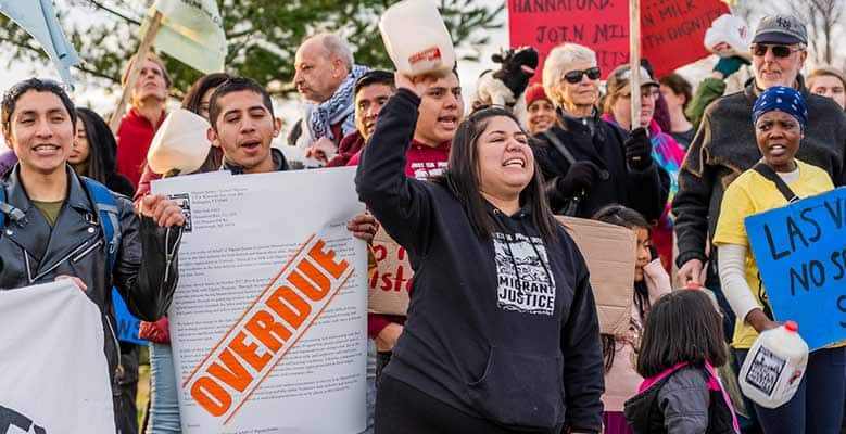Thelma Gomez at a march for Milk with Dignity.