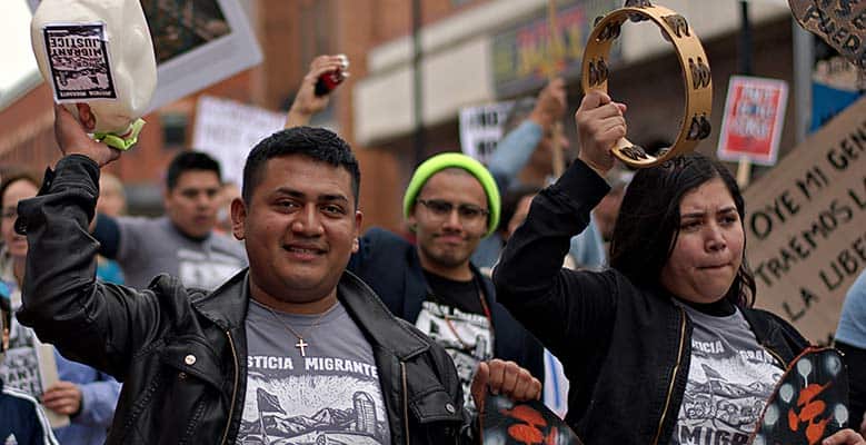 Thelma Gomez at a march for Milk with Dignity.